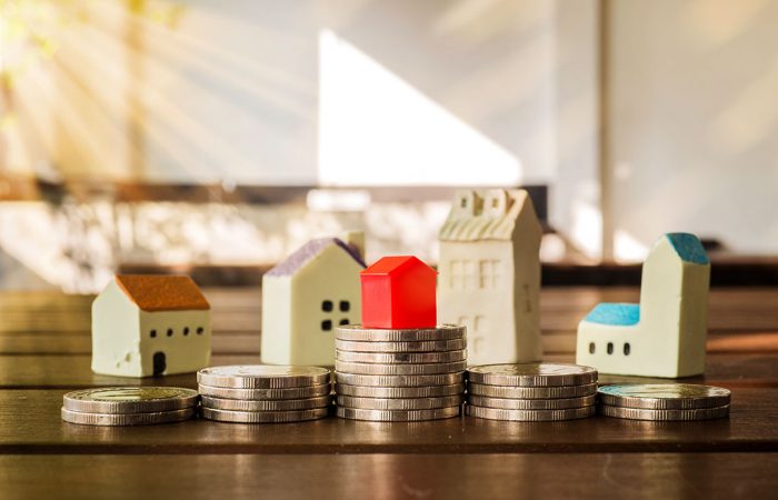 Stack of coins with house on top